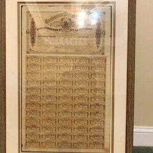 Rare Historical Confederate Civil War $30 Bonds Certificate Framed UNCUT